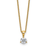 14K Yellow Gold 0.50 Carat Lab Grown Diamond VS SI+ G+ Three Prong Complete Solitaire Pendant Necklace, 18" view 1