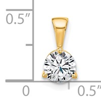 14K Yellow Gold 0.75 Carat Lab Grown Diamond VS SI+ G+ Three Prong Complete Solitaire Pendant view 4