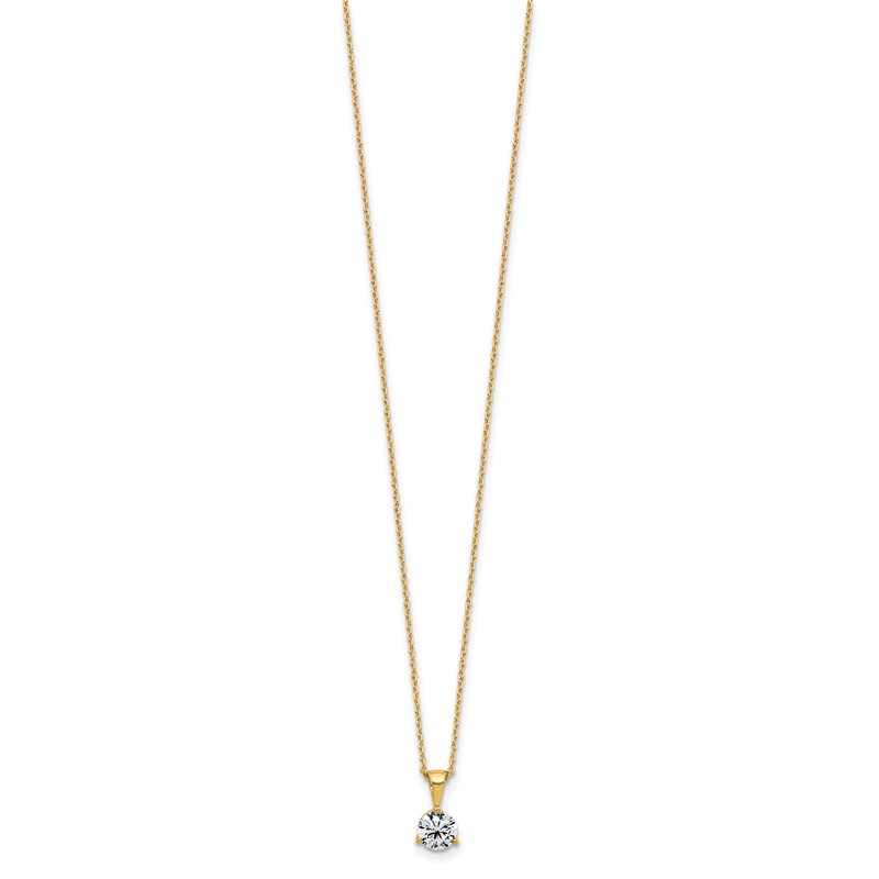 14k 1 carat Lab Grown Diamond VS/SI+ G+ Three Prong 18 inch Solitare Pendant Necklace