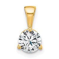 14K Yellow Gold 0.75 Carat Lab Grown Diamond VS SI+ G+ Three Prong Complete Solitaire Pendant view 1