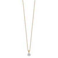 14K Yellow Gold 0.88 Carat Lab Grown Diamond VS SI+ G+ Three Prong Complete Solitaire Pendant Necklace, 18" view 2