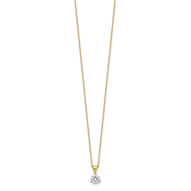 14k 7/8 carat Lab Grown Diamond VS/SI+ G+ Three Prong 18 inch Solitare Pendant Necklace
