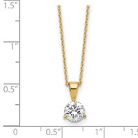 14K Yellow Gold 0.88 Carat Lab Grown Diamond VS SI+ G+ Three Prong Complete Solitaire Pendant Necklace, 18" view 5