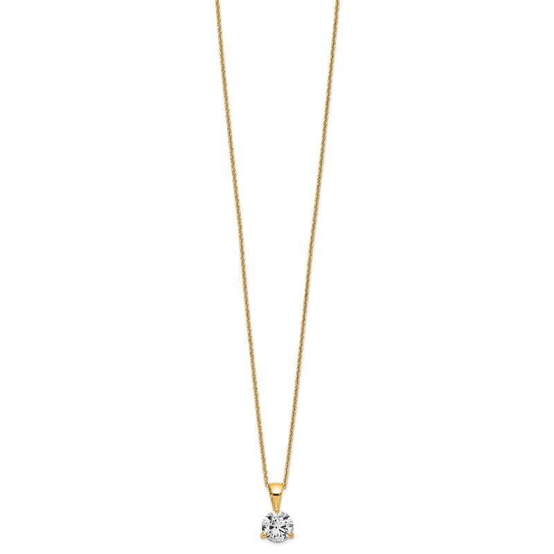 14k 1 carat Lab Grown Diamond VS/SI+ G+ Three Prong 18 inch Solitare Pendant Necklace