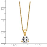 14K Yellow Gold 1 Carat Lab Grown Diamond VS SI+ G+ Three Prong Complete Solitaire Pendant Necklace, 18" view 5