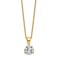 14K Yellow Gold 1 Carat Lab Grown Diamond VS SI+ G+ Three Prong Complete Solitaire Pendant Necklace, 18" view 1