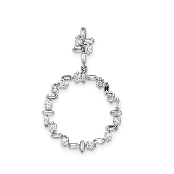 White Alloy CZ Fancy Circle Pendant