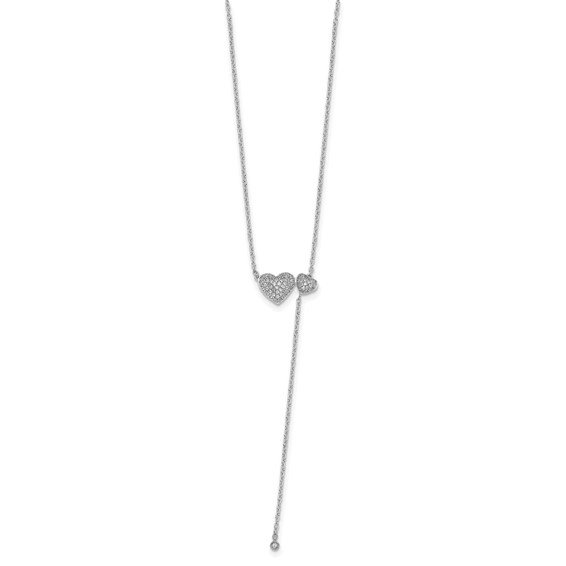 White Alloy CZ Fashion Heart Drop Necklace