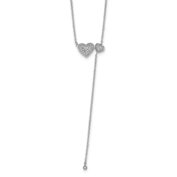 White Alloy CZ Fashion Heart Drop Necklace