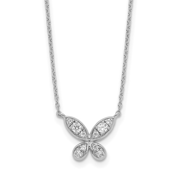 White Alloy CZ Butterfly Necklace