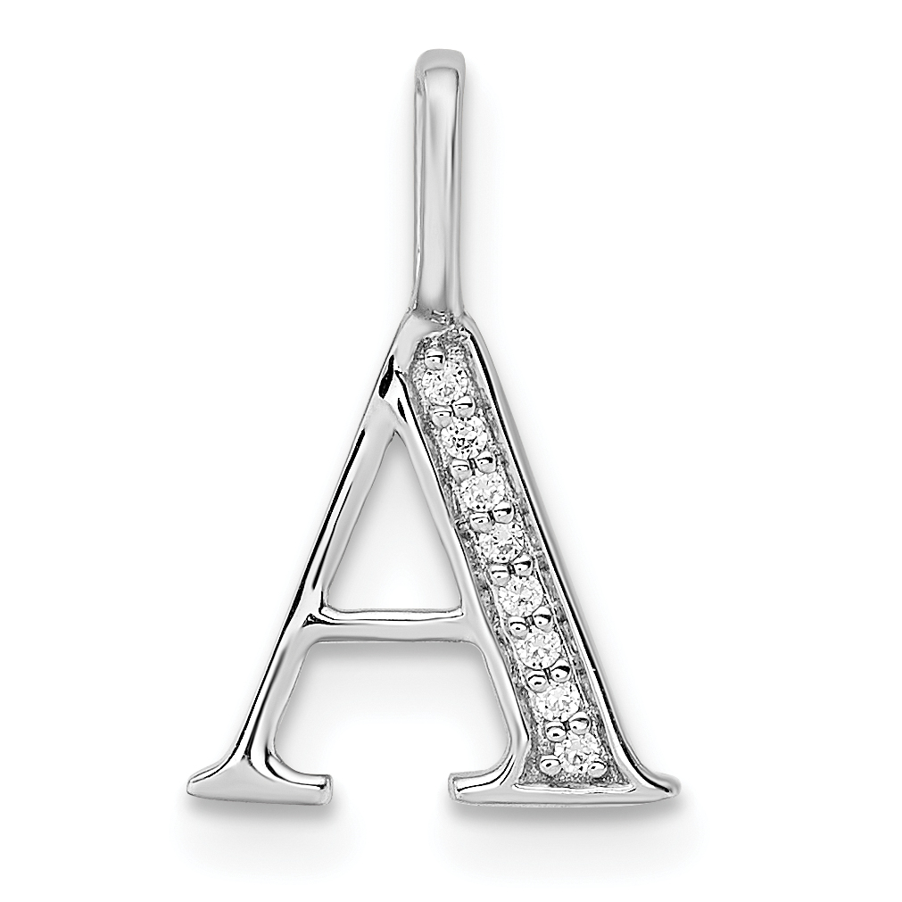 14K White Gold Diamond Letter A Initial Pendant (PM8365A-002-WA)
