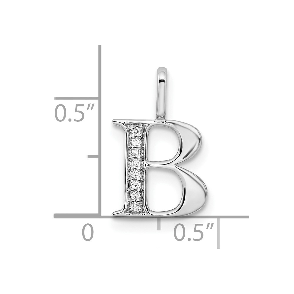 14K White Gold Diamond Letter B Initial Pendant (PM8365B-002-WA)