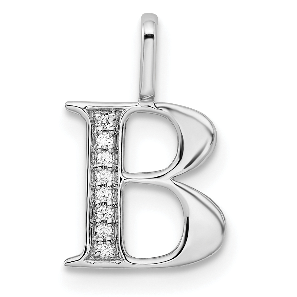 14K White Gold Diamond Letter B Initial Pendant (PM8365B-002-WA)
