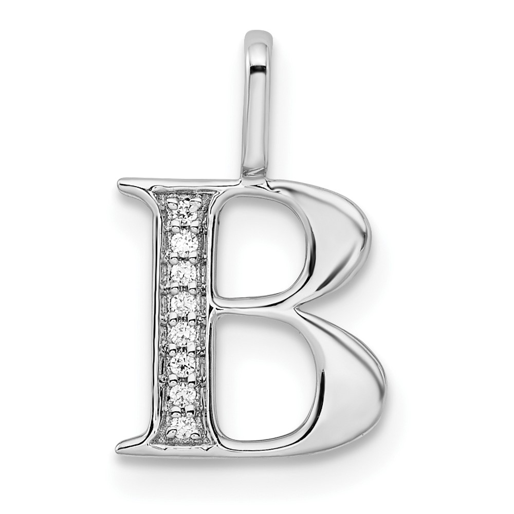 14K White Gold Diamond Letter B Initial Pendant (PM8365B-002-WA)