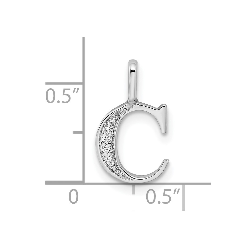 14K White Gold Diamond Letter C Initial Pendant (PM8365C-002-WA)