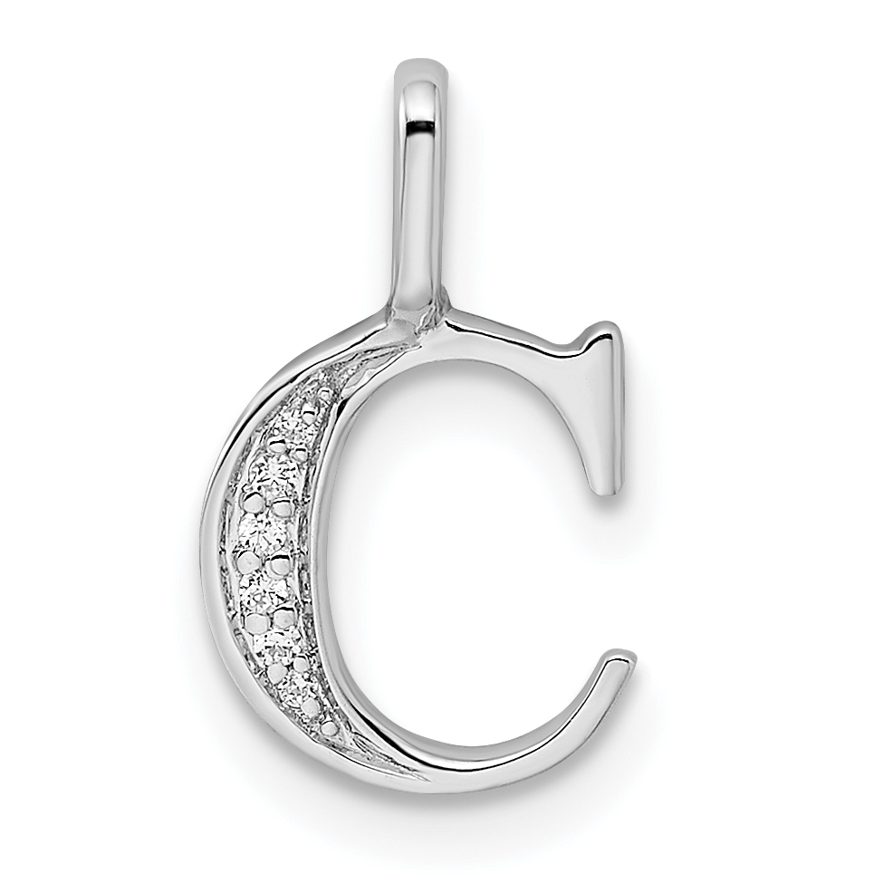 14K White Gold Diamond Letter C Initial Pendant (PM8365C-002-WA)