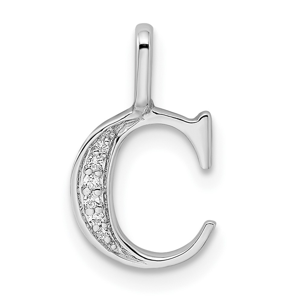 14K White Gold Diamond Letter C Initial Pendant (PM8365C-002-WA)