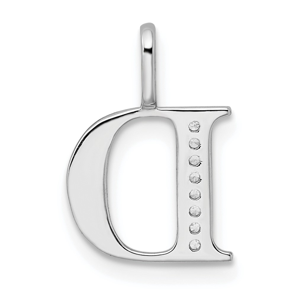 14K White Gold Diamond Letter D Initial Pendant (PM8365D-003-WA)