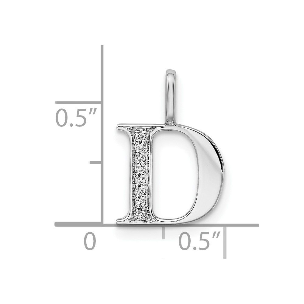 14K White Gold Diamond Letter D Initial Pendant (PM8365D-003-WA)
