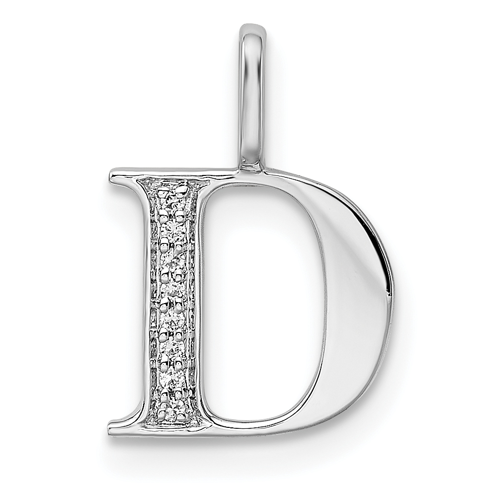 14K White Gold Diamond Letter D Initial Pendant (PM8365D-003-WA)