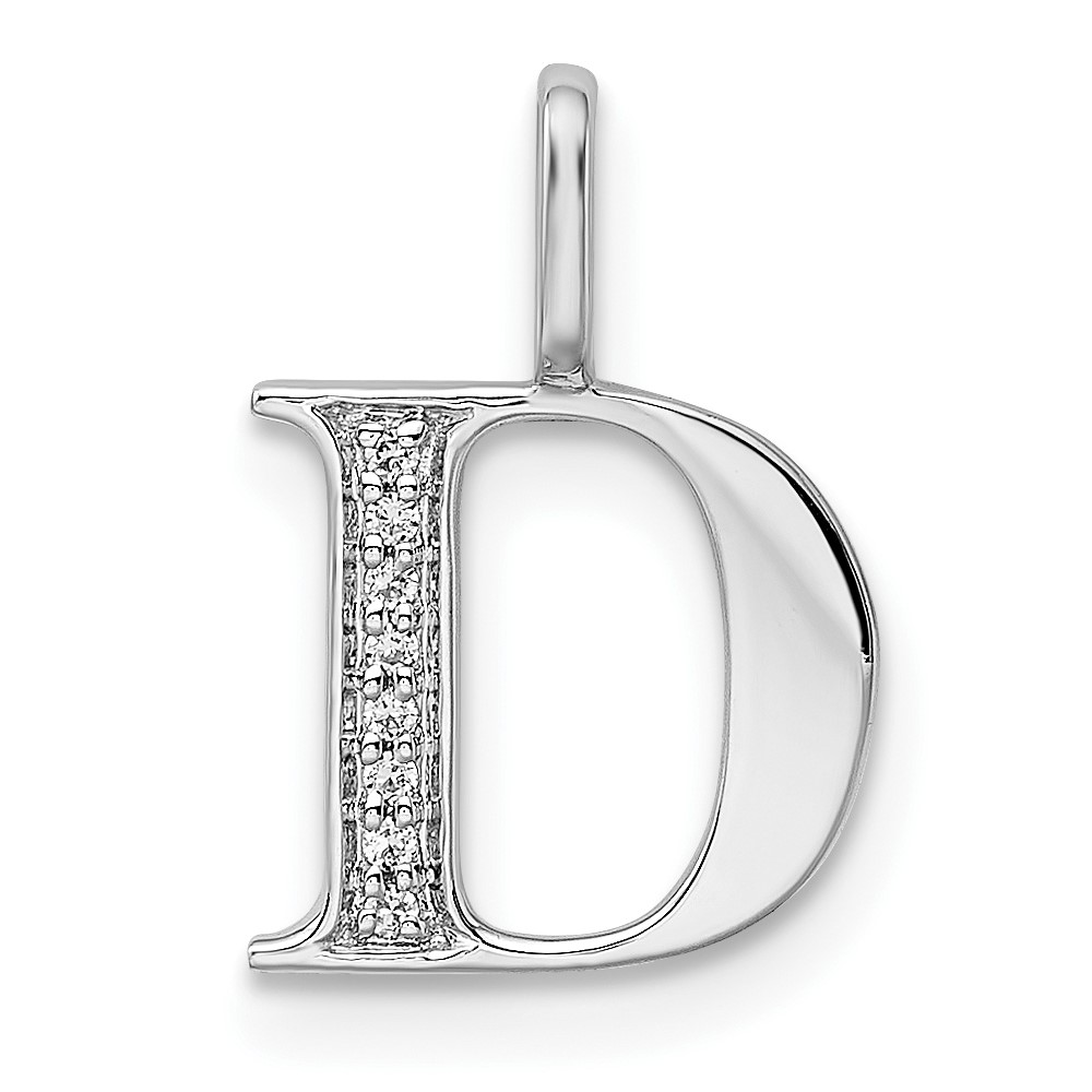 14K White Gold Diamond Letter D Initial Pendant (PM8365D-003-WA)