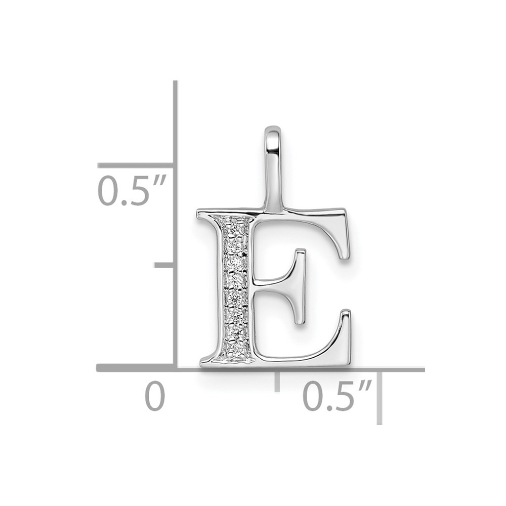 14K White Gold Diamond Letter E Initial Pendant (PM8365E-003-WA)