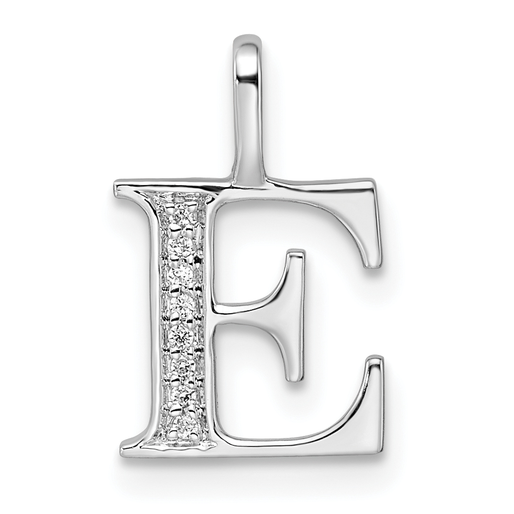 14K White Gold Diamond Letter E Initial Pendant (PM8365E-003-WA)
