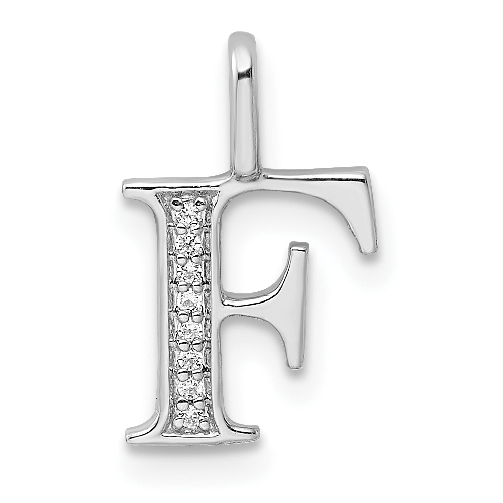 14K White Gold Diamond Letter F Initial Pendant (PM8365F-003-WA)