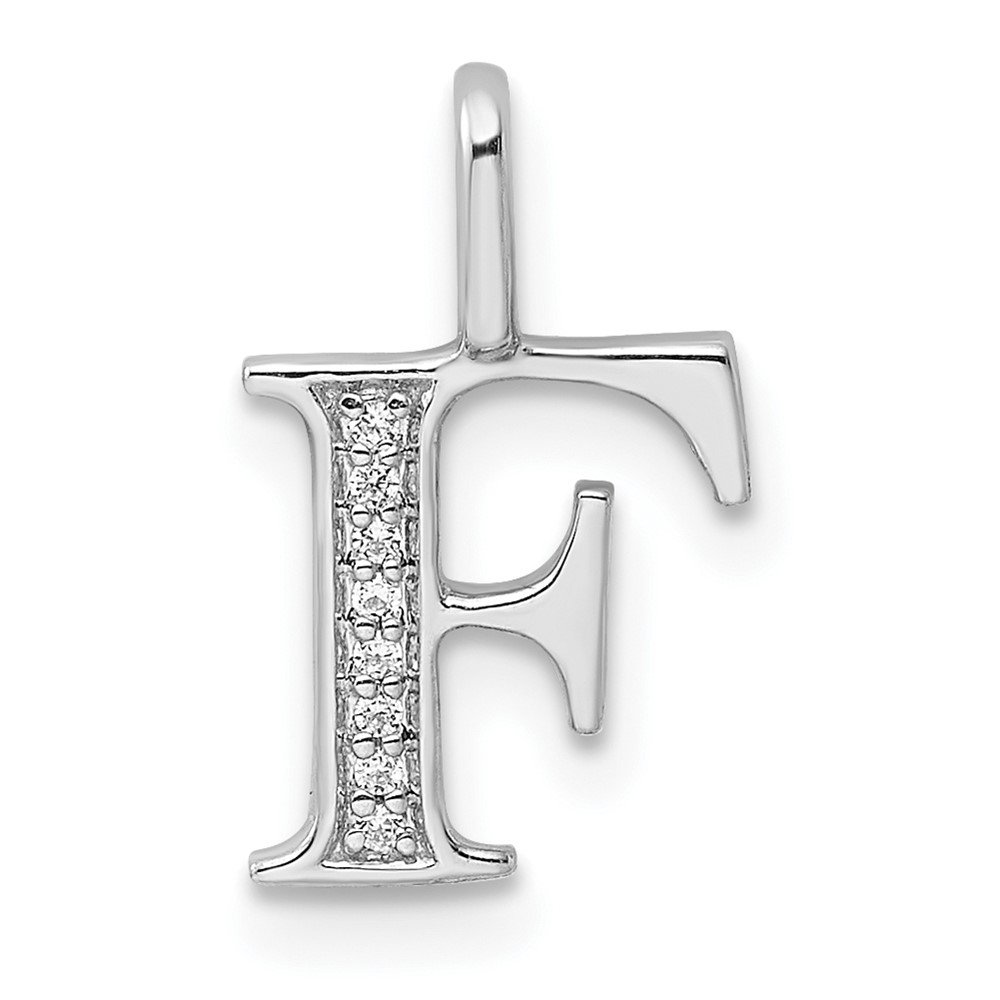 14K White Gold Diamond Letter F Initial Pendant (PM8365F-003-WA)