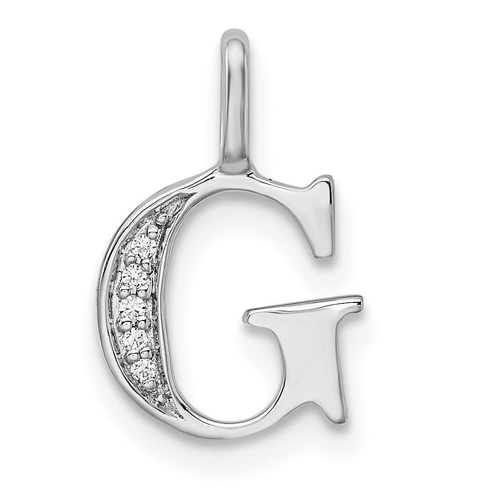 14K White Gold Diamond Letter G Initial Pendant (PM8365G-003-WA)
