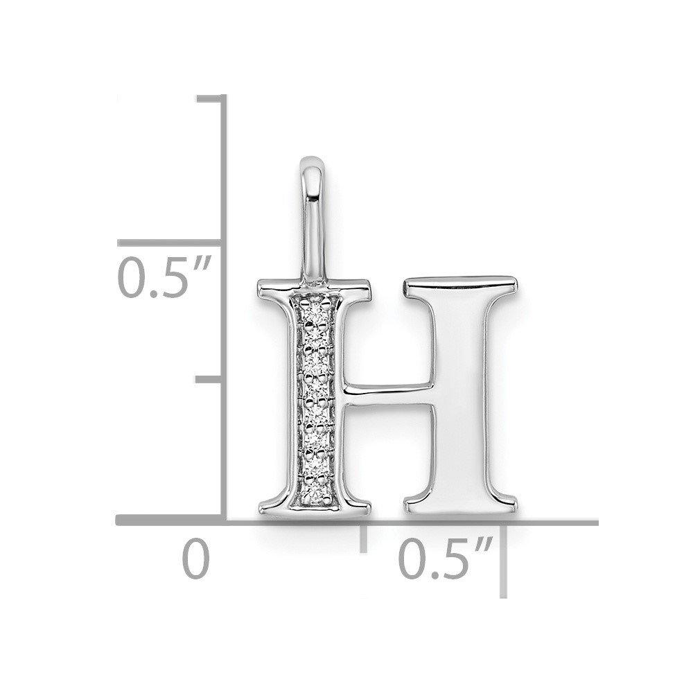 14K White Gold Diamond Letter H Initial Pendant (PM8365H-003-WA)