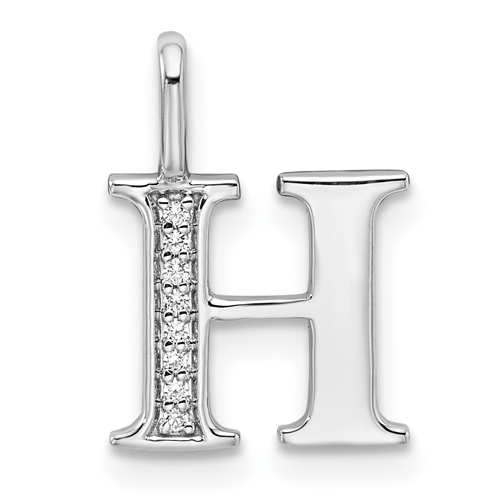 14K White Gold Diamond Letter H Initial Pendant (PM8365H-003-WA)