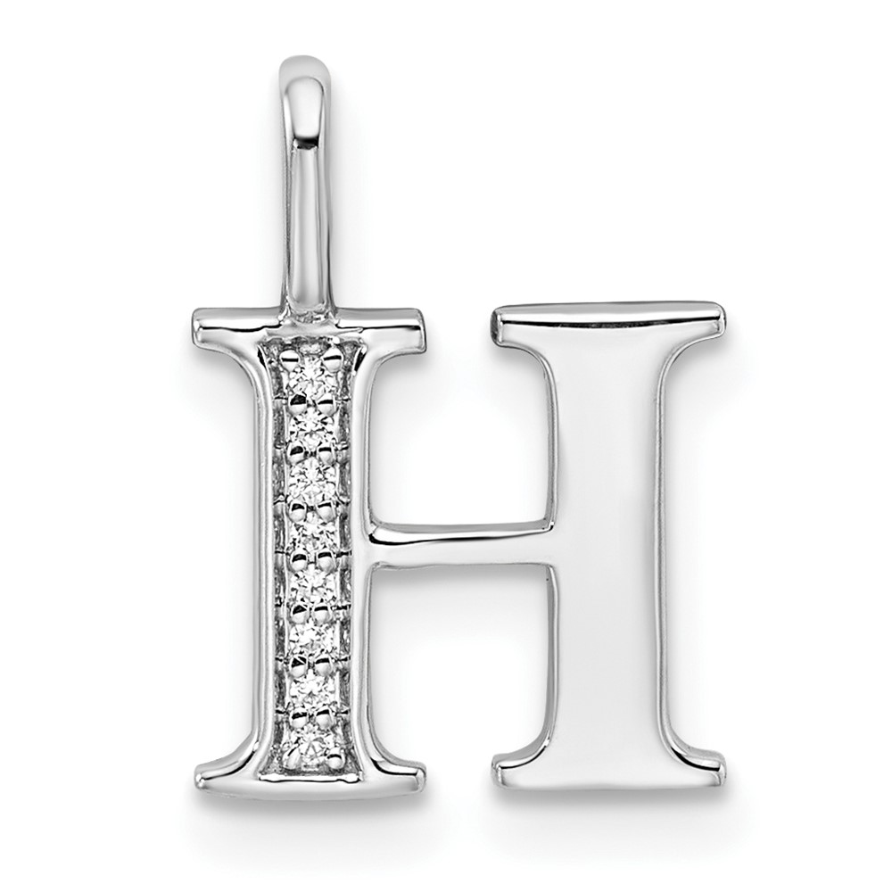 14K White Gold Diamond Letter H Initial Pendant (PM8365H-003-WA)