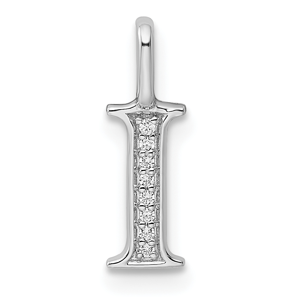 14K White Gold Diamond Letter I Initial Pendant (PM8365I-003-WA)