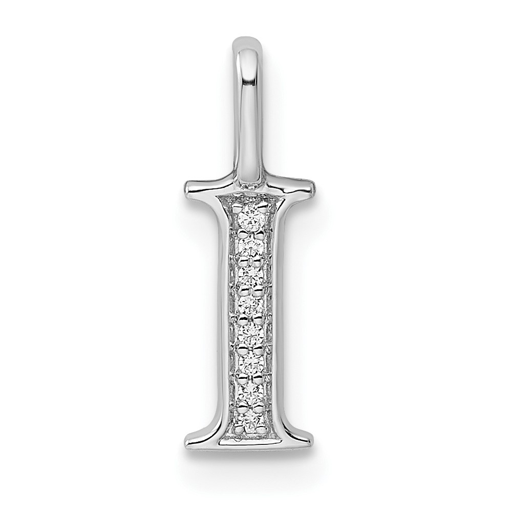 14K White Gold Diamond Letter I Initial Pendant (PM8365I-003-WA)