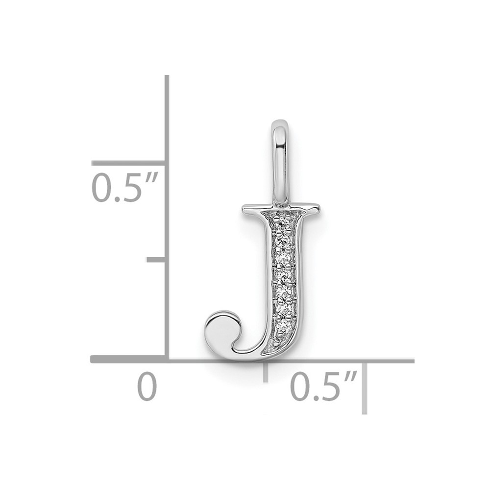 14K White Gold Diamond Letter J Initial Pendant (PM8365J-003-WA)