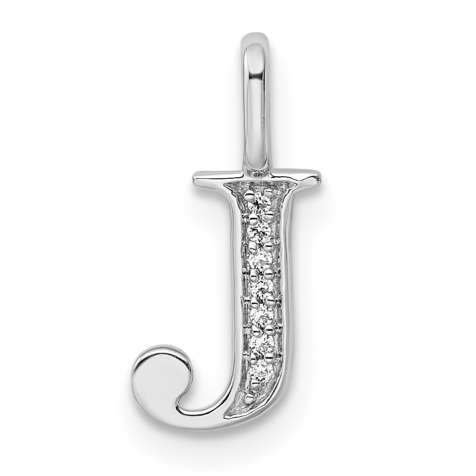 14K White Gold Diamond Letter J Initial Pendant (PM8365J-003-WA)