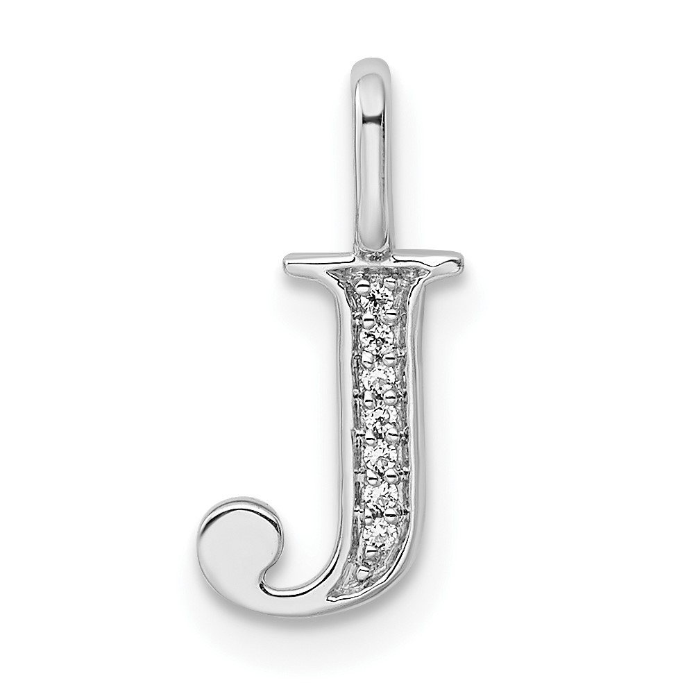 14K White Gold Diamond Letter J Initial Pendant (PM8365J-003-WA)