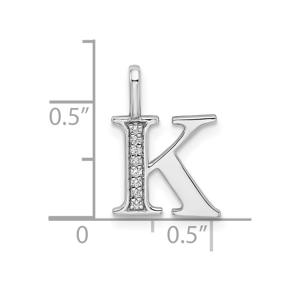 14K White Gold Diamond Letter K Initial Pendant (PM8365K-003-WA)