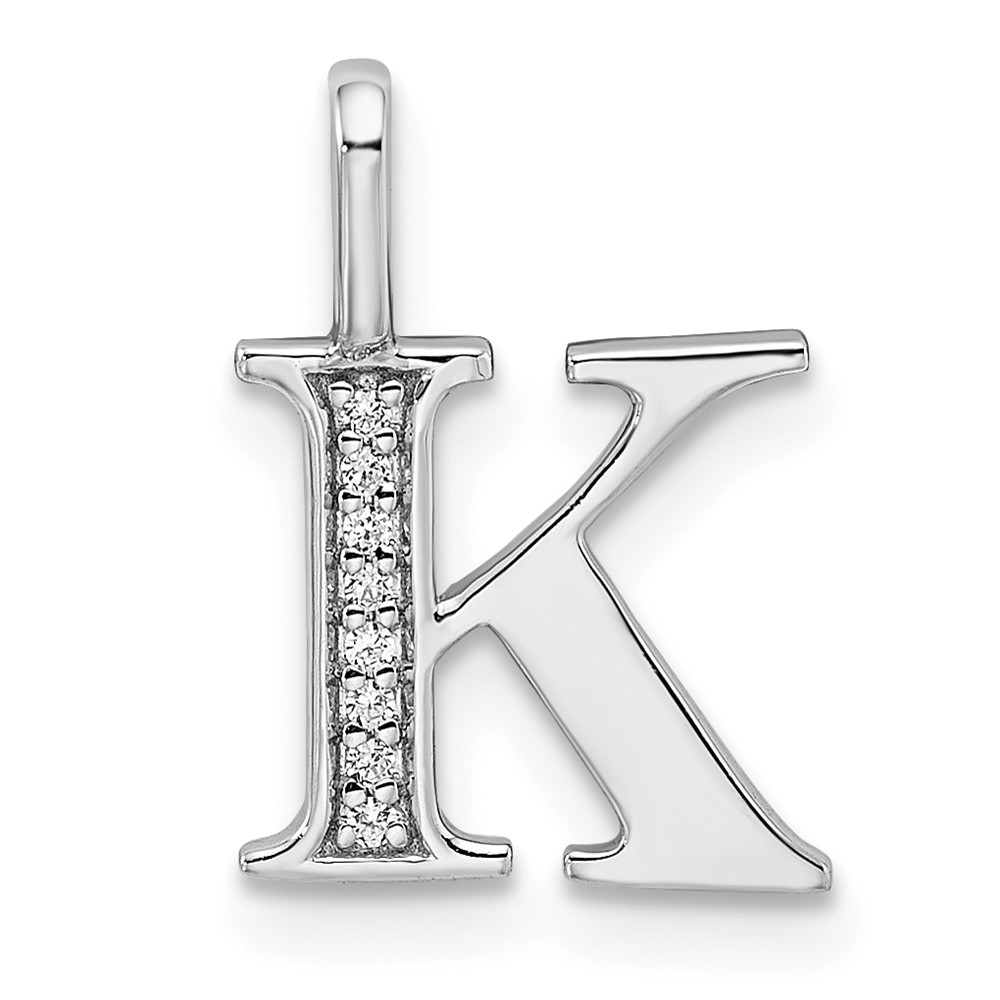 14K White Gold Diamond Letter K Initial Pendant (PM8365K-003-WA)