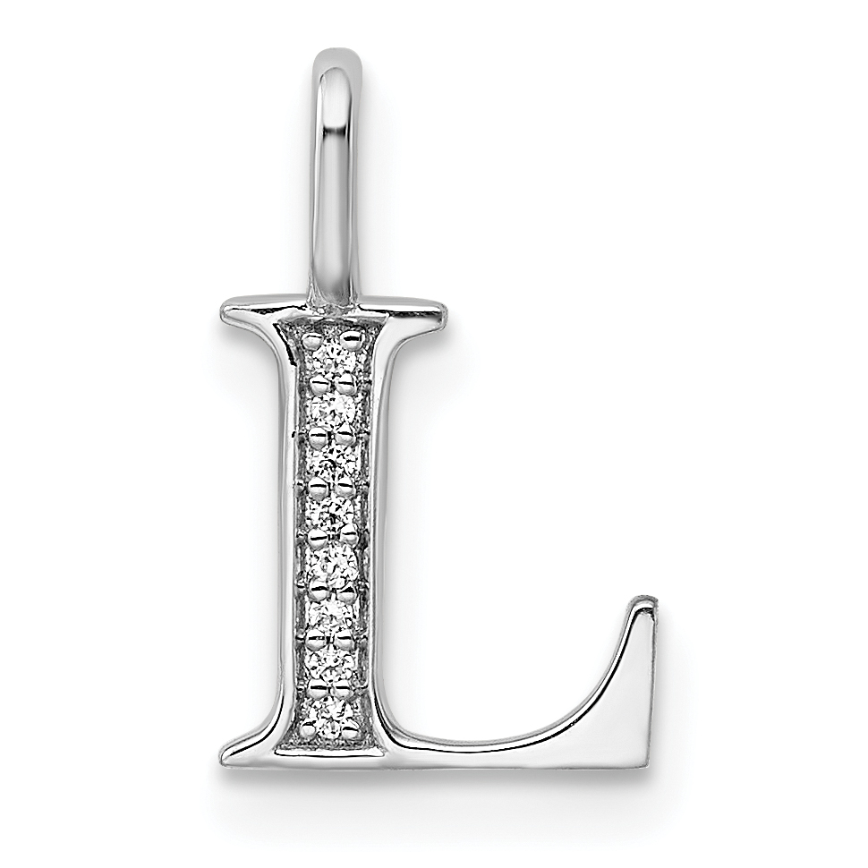 14K White Gold Diamond Letter L Initial Pendant (PM8365L-003-WA)