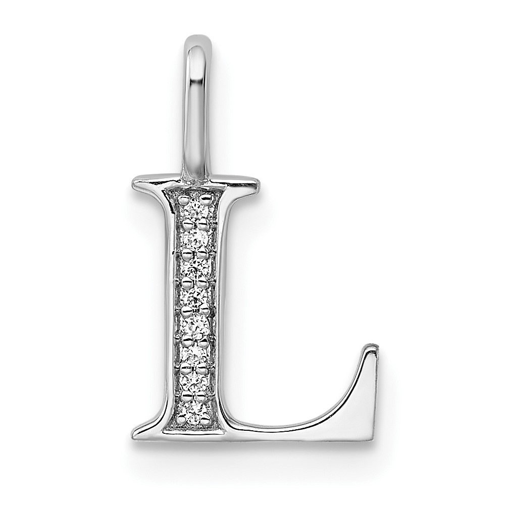 14K White Gold Diamond Letter L Initial Pendant (PM8365L-003-WA)