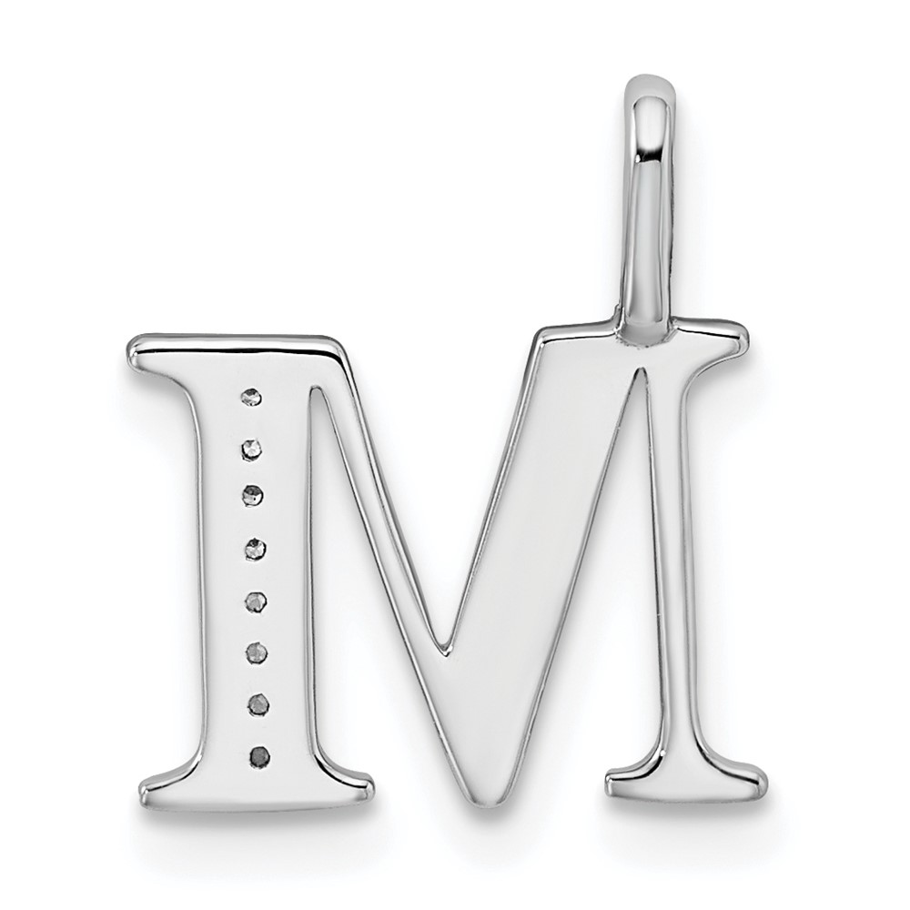 14K White Gold Diamond Letter M Initial Pendant (PM8365M-003-WA)