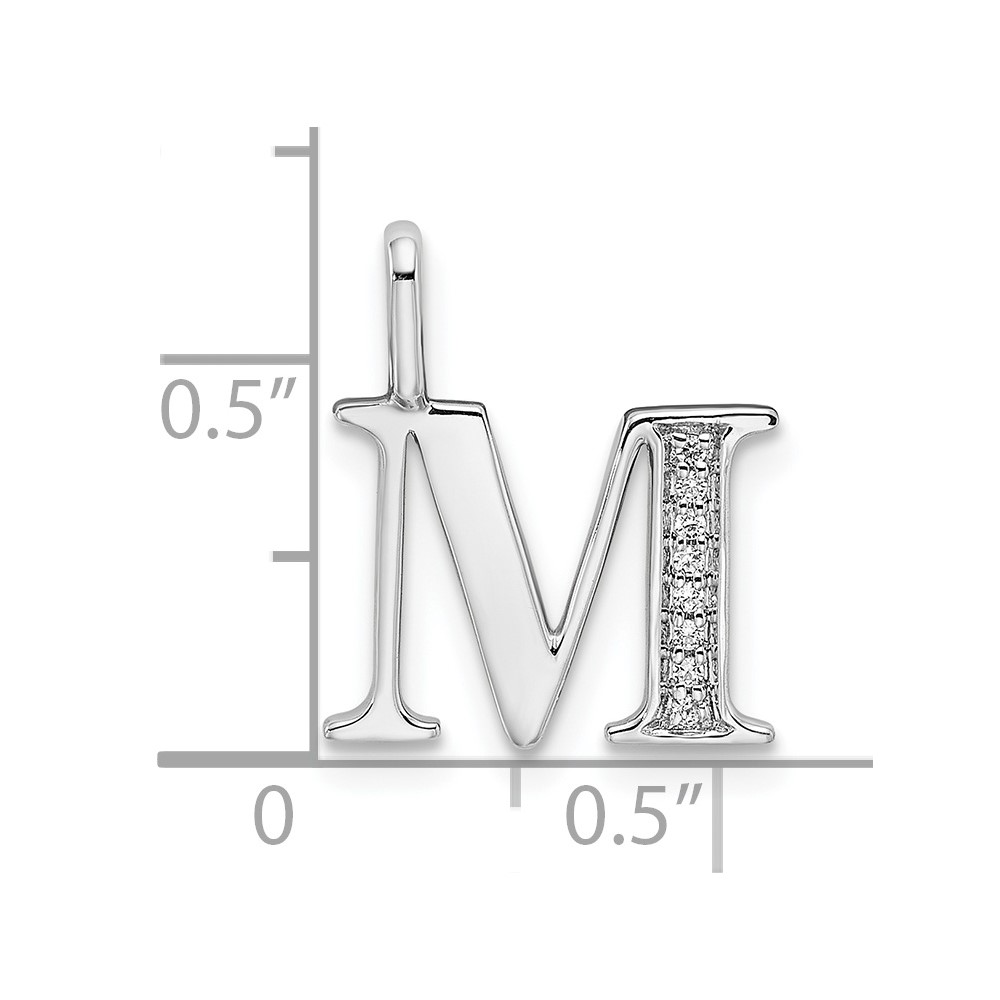 14K White Gold Diamond Letter M Initial Pendant (PM8365M-003-WA)