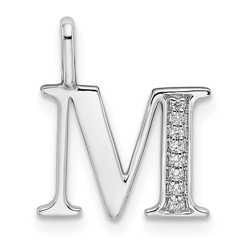 14K White Gold Diamond Letter M Initial Pendant (PM8365M-003-WA)
