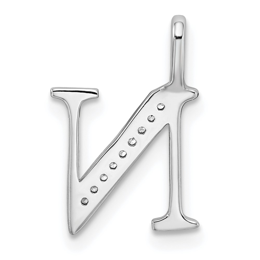14K White Gold Diamond Letter N Initial Pendant (PM8365N-003-WA)