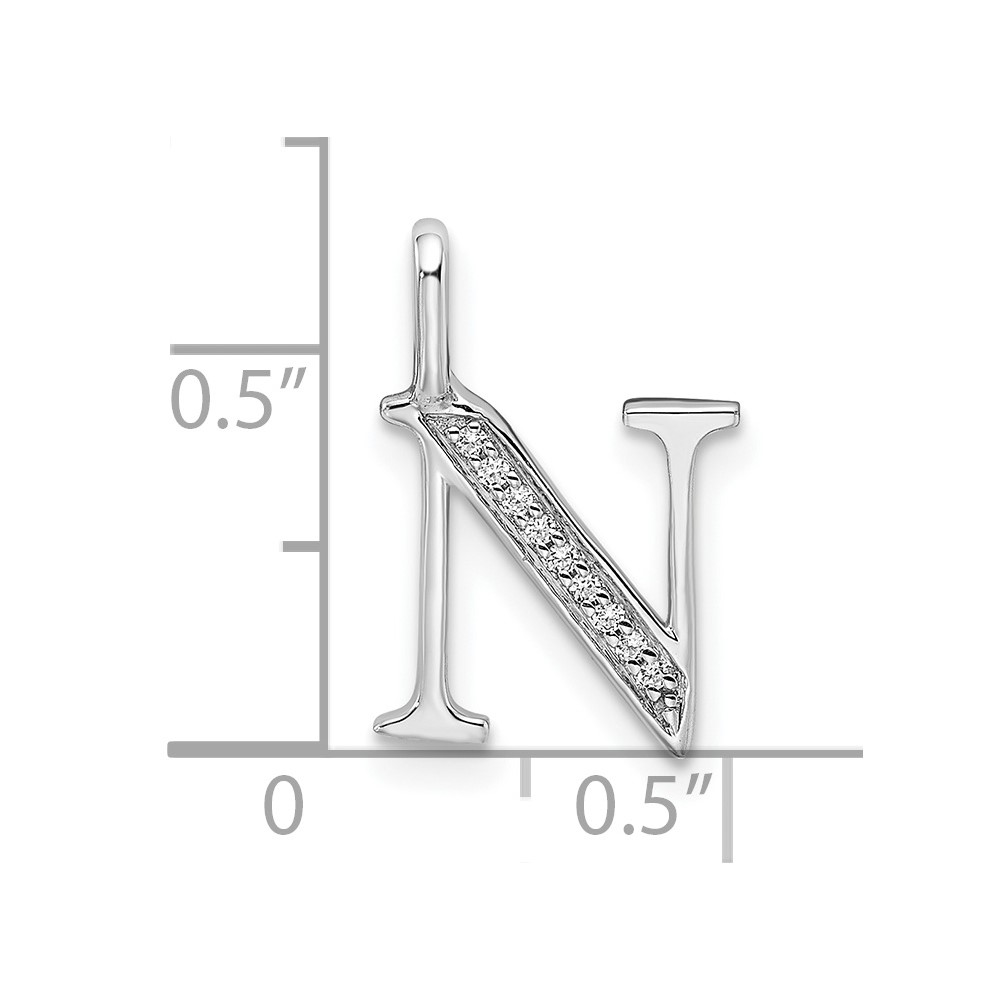 14K White Gold Diamond Letter N Initial Pendant (PM8365N-003-WA)