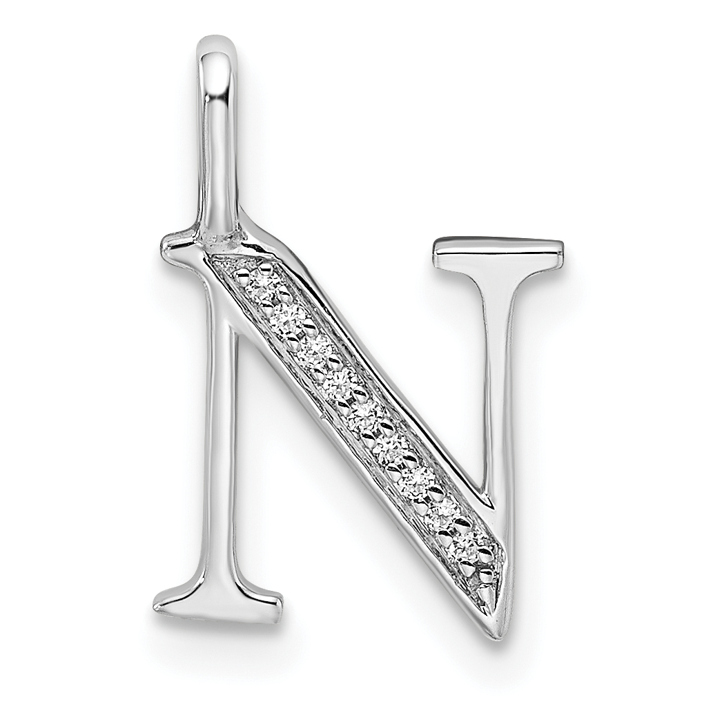 14K White Gold Diamond Letter N Initial Pendant (PM8365N-003-WA)