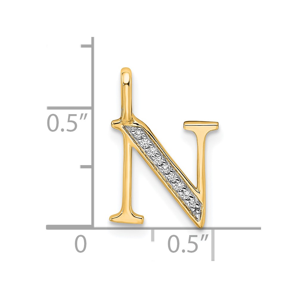 14k Diamond Letter N Initial Pendant (PM8365N-003-YA)