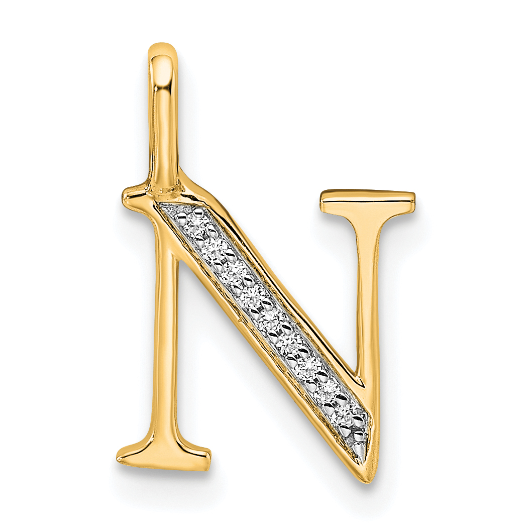 14k Diamond Letter N Initial Pendant (PM8365N-003-YA)